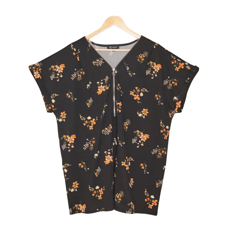 lily morgan Women's Printed Sleeveless Zip Flare Top sold by Giant Tiger