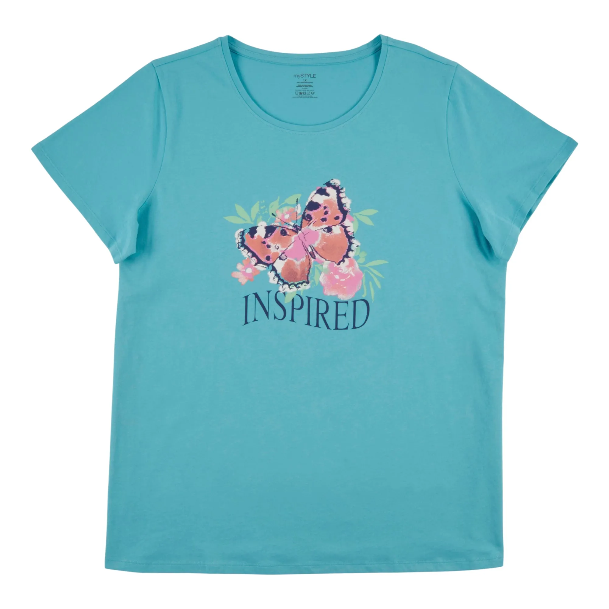 mySTYLE Women's Plus Seaside Crew Neck Screen Print T-Shirt sold by Giant Tiger