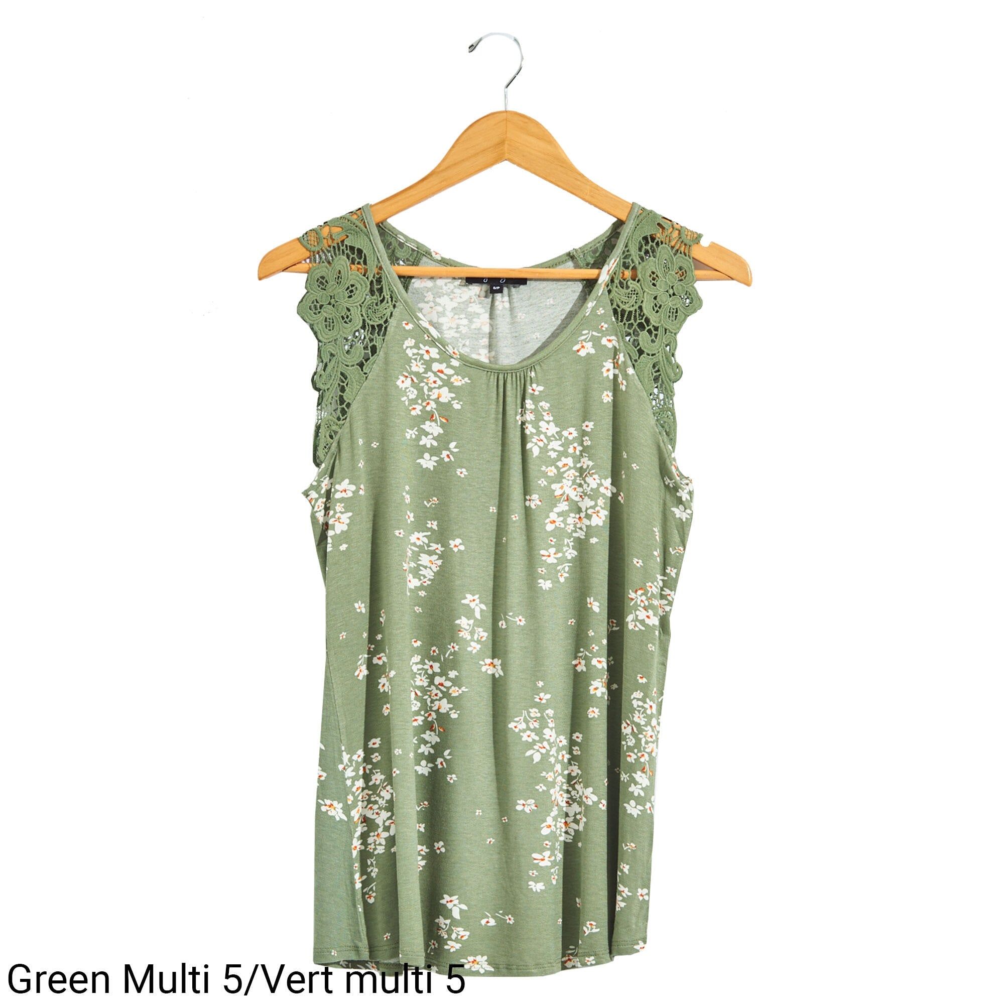 lily morgan Women's Printed Lace Shoulder Top - S-XL sold by Giant Tiger
