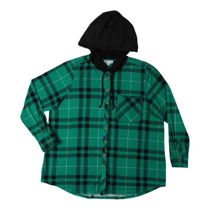 mySTYLE Women's Plus North Country Plaid Hooded Shirt sold by Giant Tiger