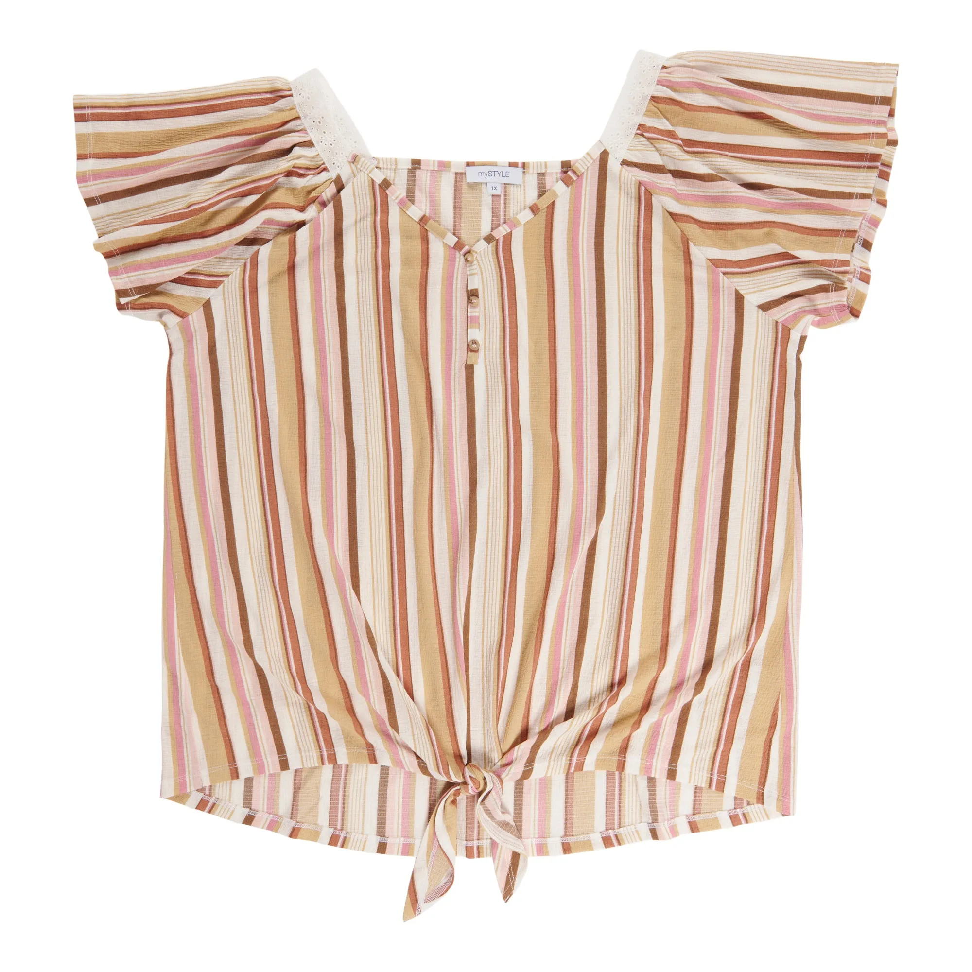 mySTYLE Women's Plus Festival Tie-Front Flutter Top sold by Giant Tiger product image thumbnail 2