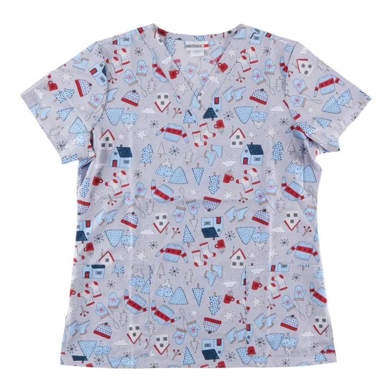 White Cross Women's All-Over Printed Scrub Top sold by Giant Tiger