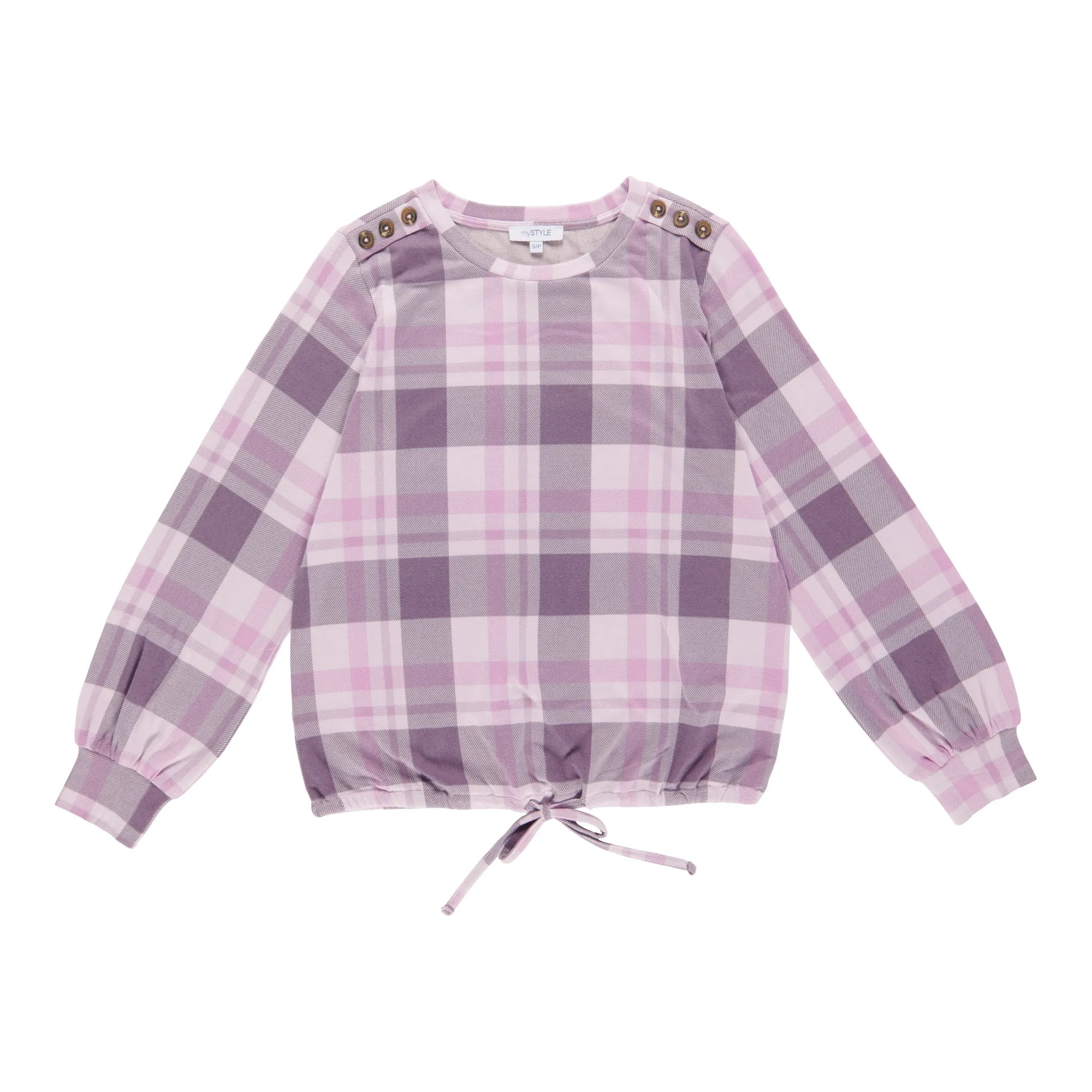 mySTYLE Women's Long Sleeve Plaid Tie Front Hacci Top sold by Giant Tiger product image thumbnail 2