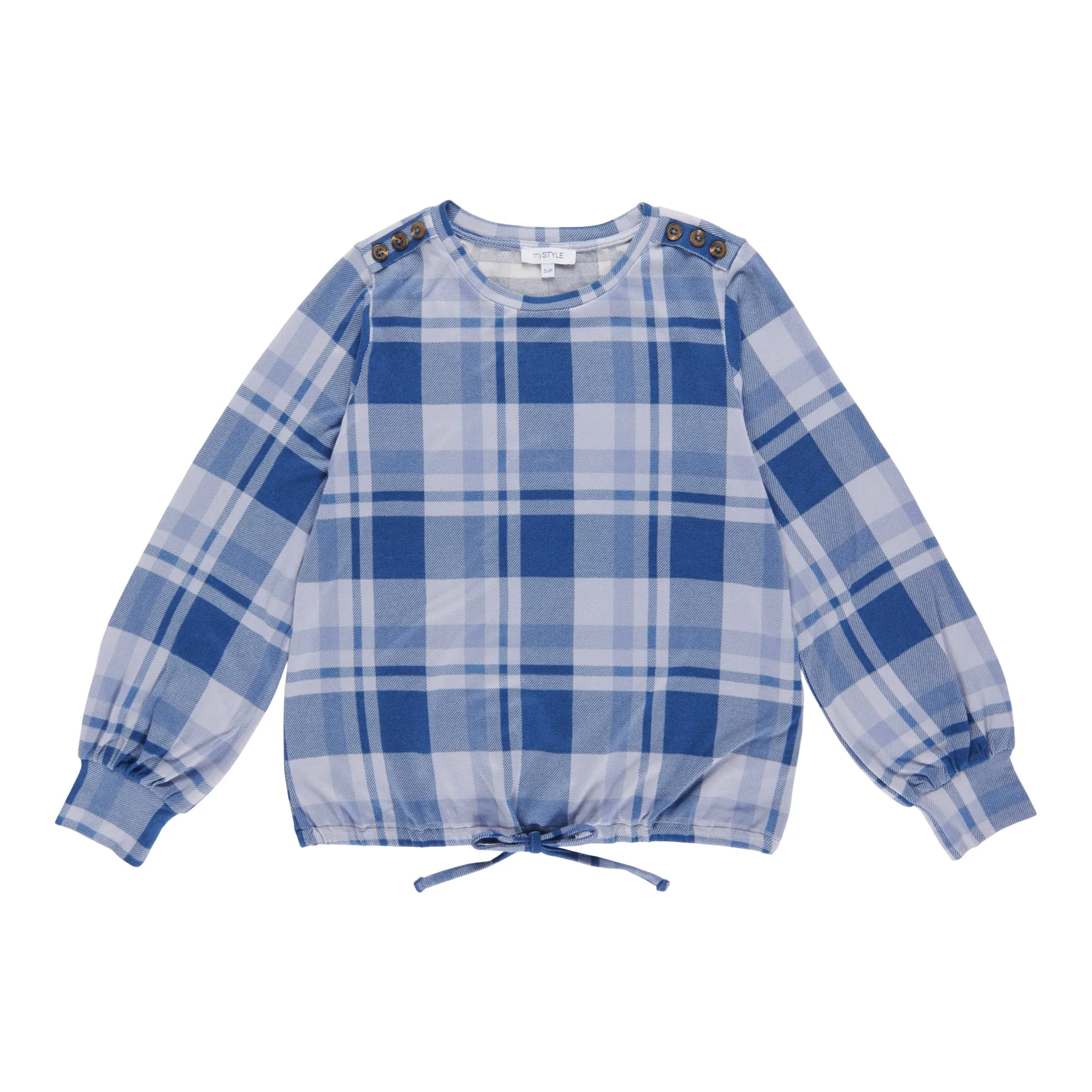 mySTYLE Women's Long Sleeve Plaid Tie Front Hacci Top sold by Giant Tiger product image thumbnail 3