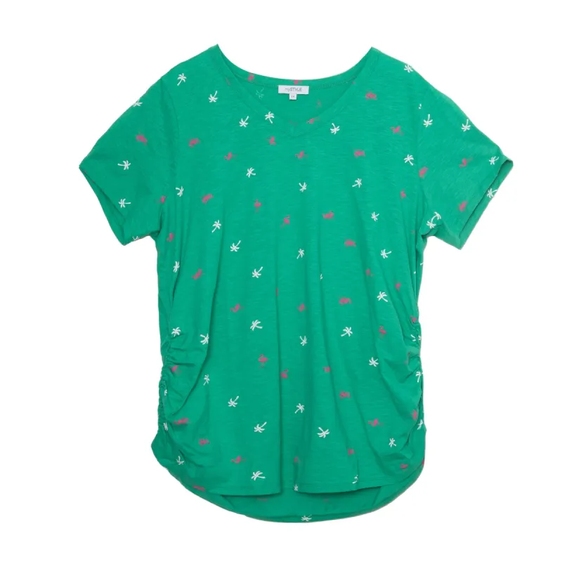 mySTYLE Women's Plus Printed V-Neck Slub Top sold by Giant Tiger