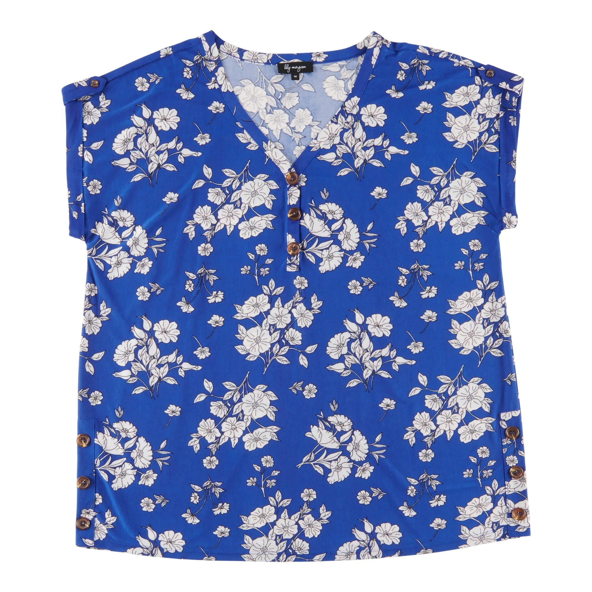 lily morgan Women's Plus Tropical Button Detail Top sold by Giant Tiger product image thumbnail 2