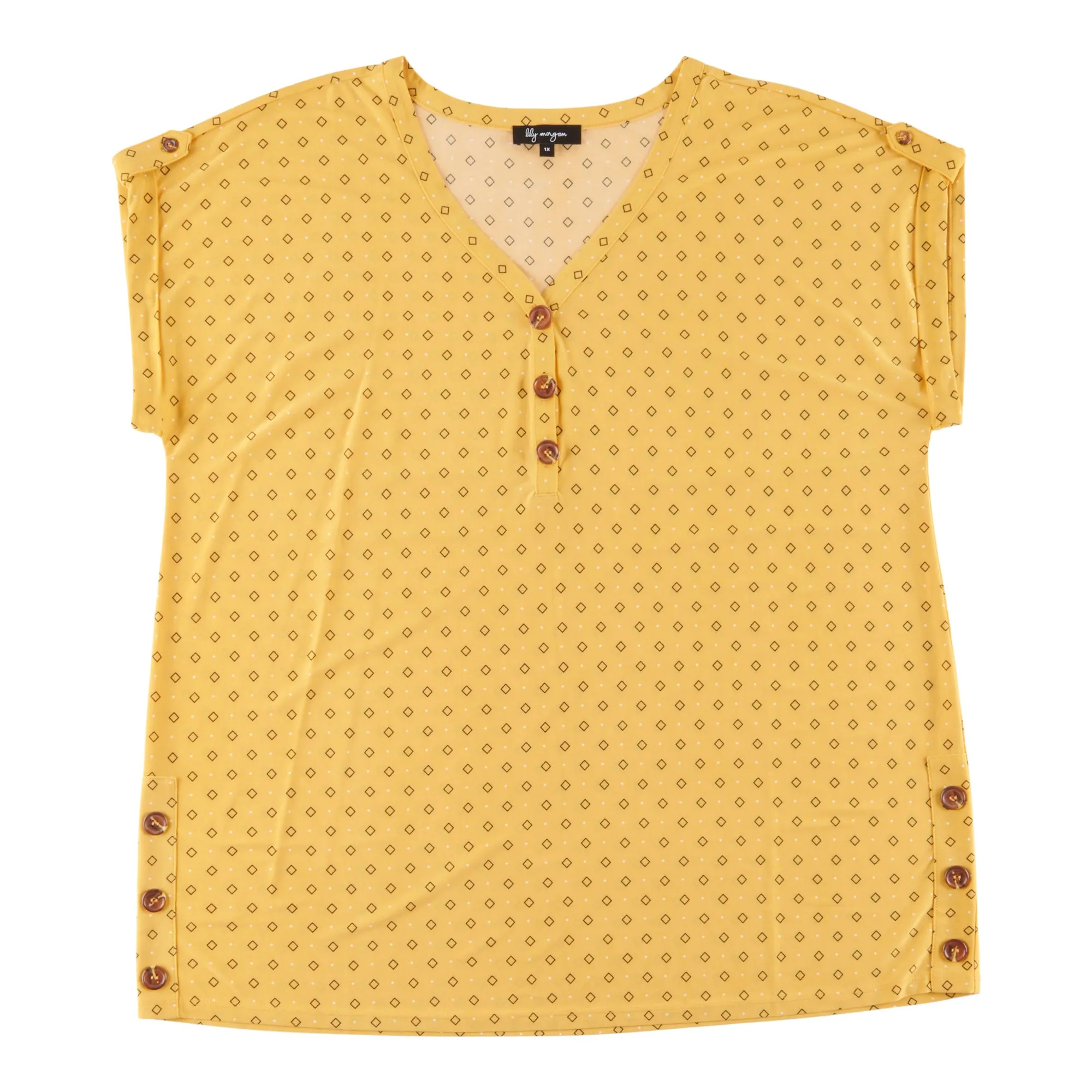 lily morgan Women's Plus Tropical Button Detail Top sold by Giant Tiger product image thumbnail 4