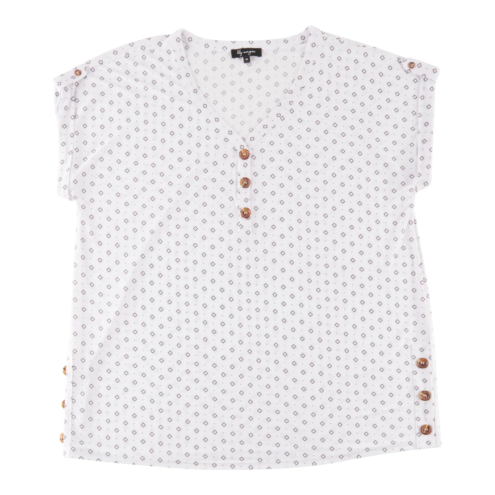 lily morgan Women's Plus Tropical Button Detail Top sold by Giant Tiger product image thumbnail 3