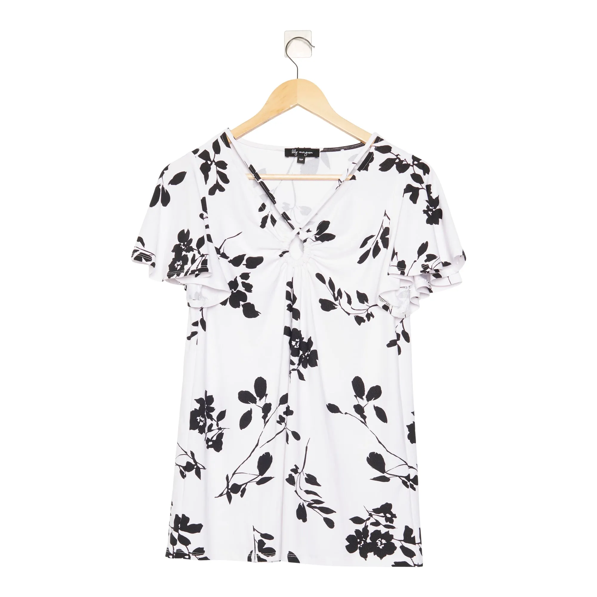 lily morgan Women's Simply Chic Flutter Short Sleeve Top with Keyhole sold by Giant Tiger product image thumbnail 2