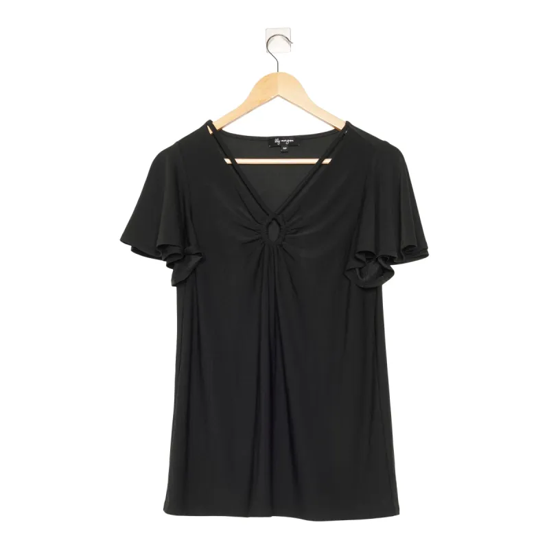 lily morgan Women's Simply Chic Flutter Short Sleeve Top with Keyhole sold by Giant Tiger