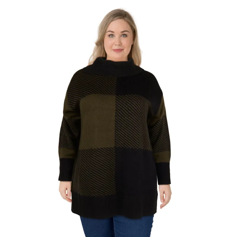 lily morgan Women's Plus Plaid Cowl Neck Tunic sold by Giant Tiger