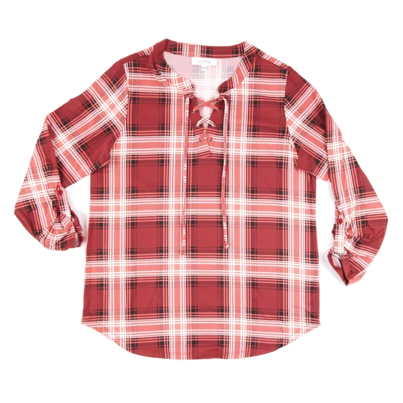 mySTYLE Women's Eyelet Plaid Top sold by Giant Tiger