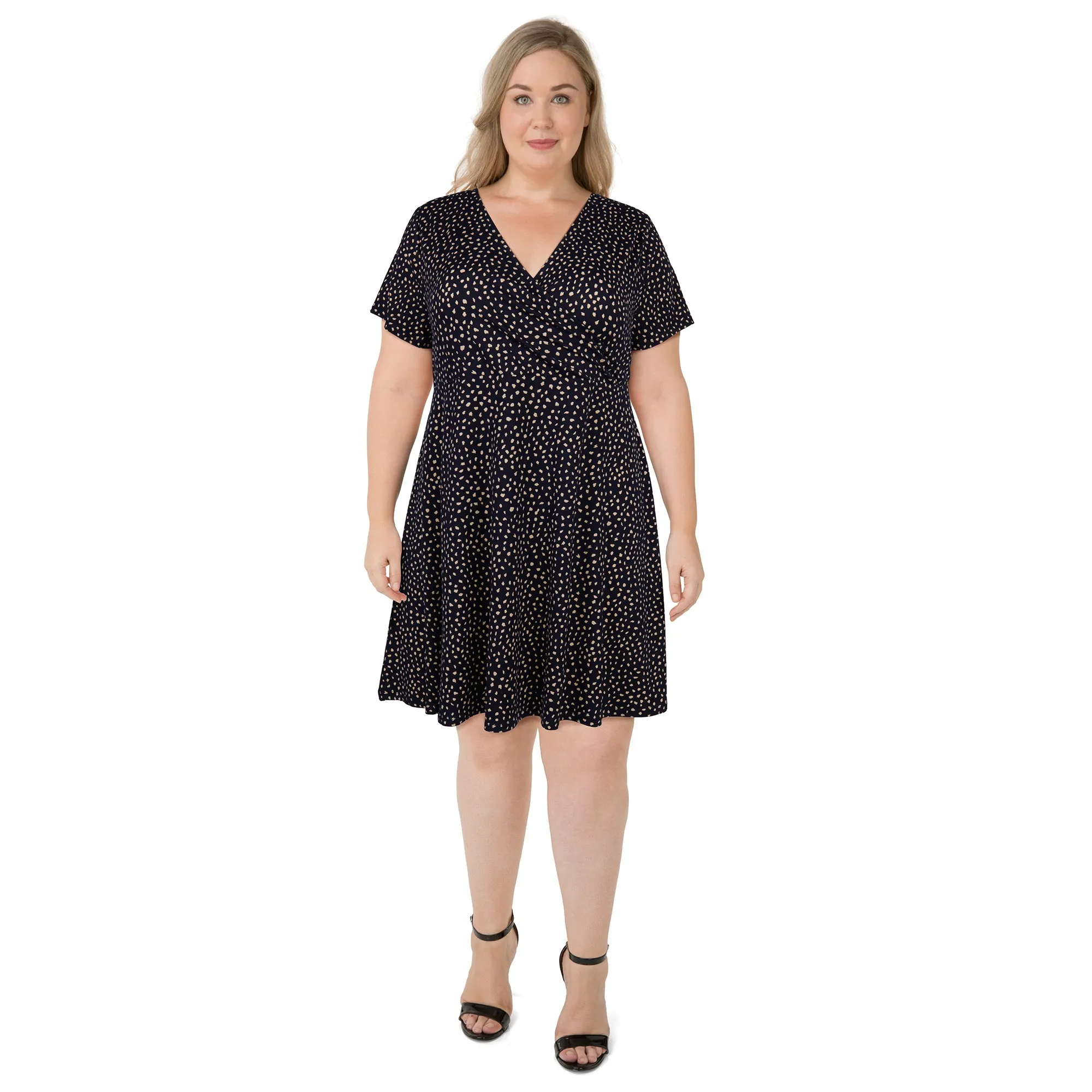 Women's Plus Short Sleeve Wrap Skater Dress sold by Giant Tiger