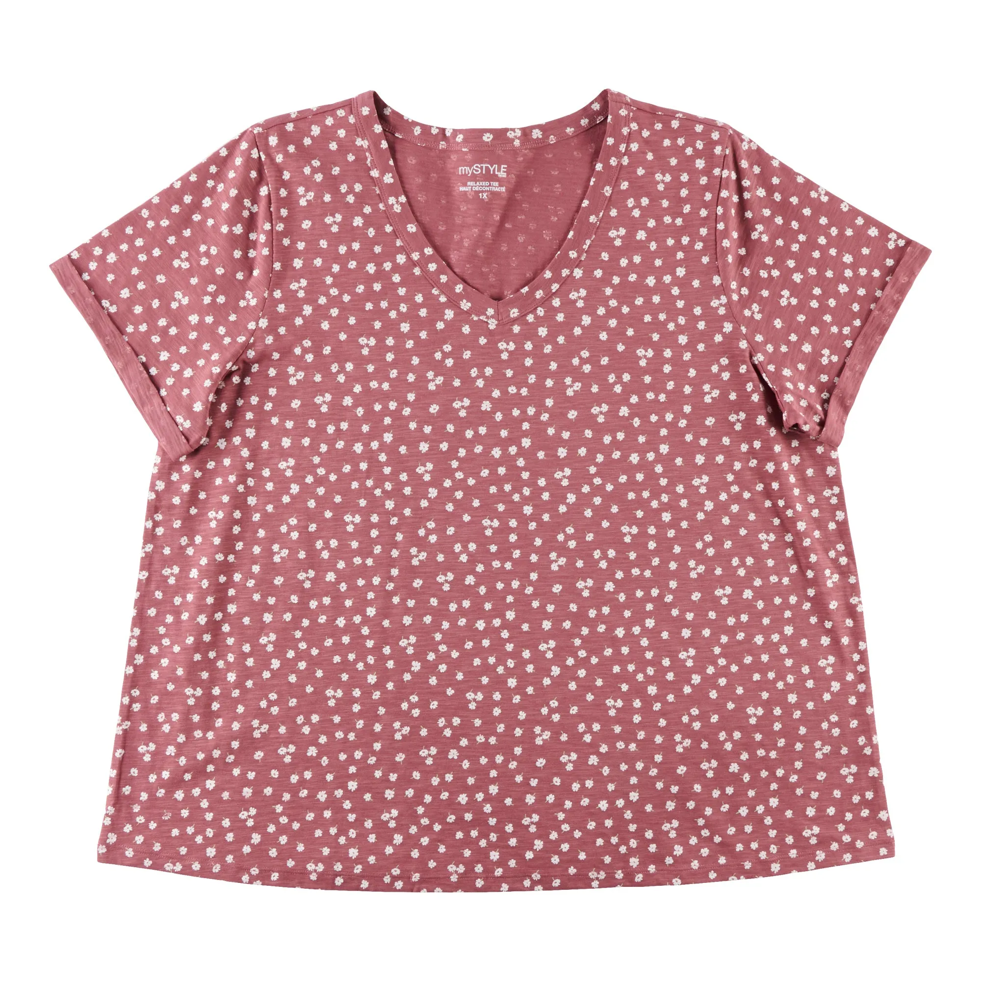 mySTYLE Women's Plus V-Neck Relaxed Slub T-Shirt sold by Giant Tiger product image thumbnail 4