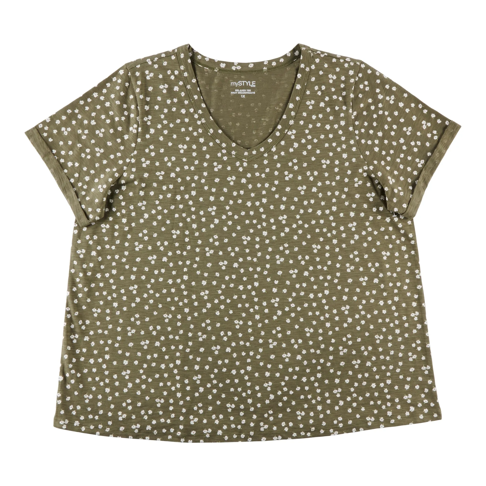 mySTYLE Women's Plus V-Neck Relaxed Slub T-Shirt sold by Giant Tiger product image thumbnail 2