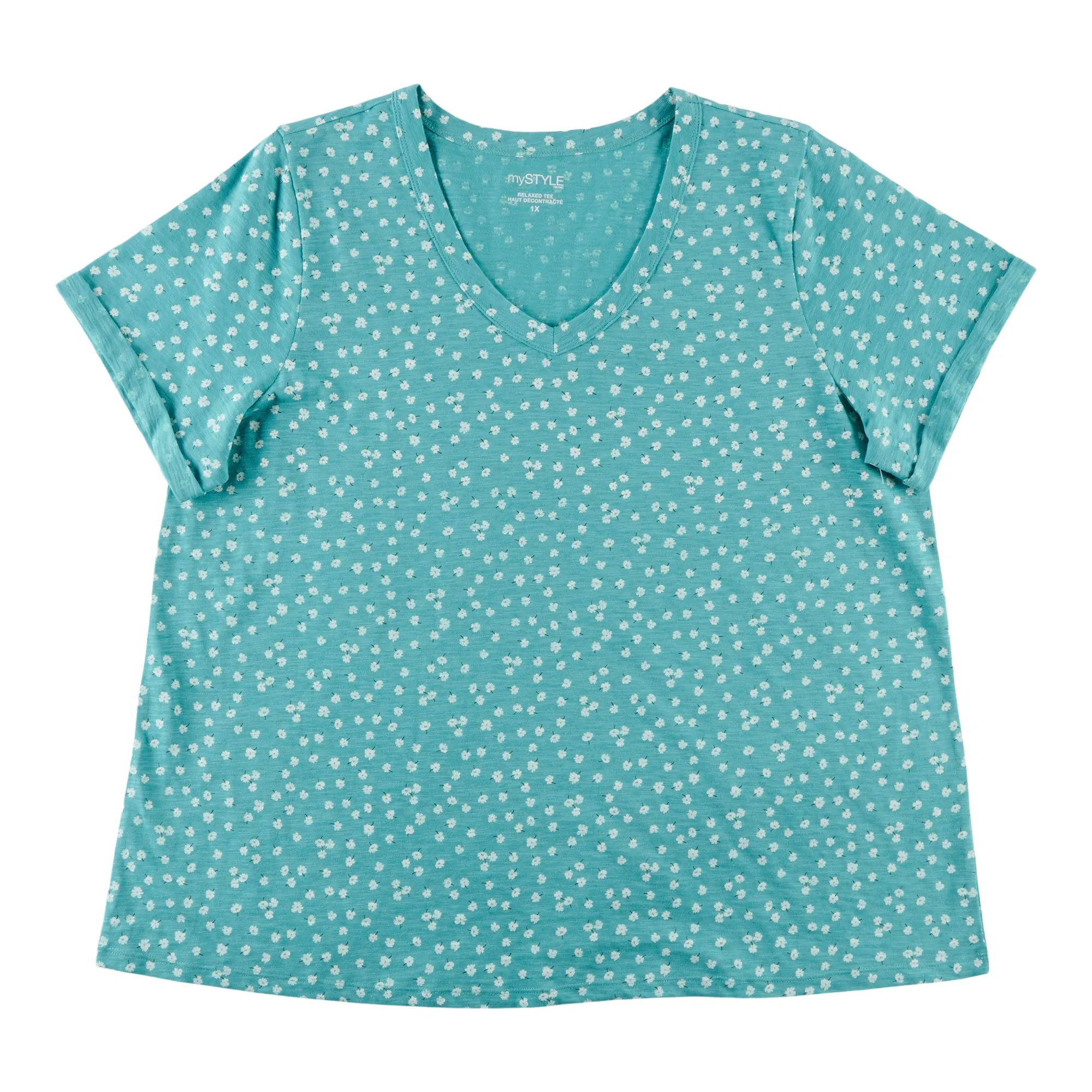 mySTYLE Women's Plus V-Neck Relaxed Slub T-Shirt sold by Giant Tiger