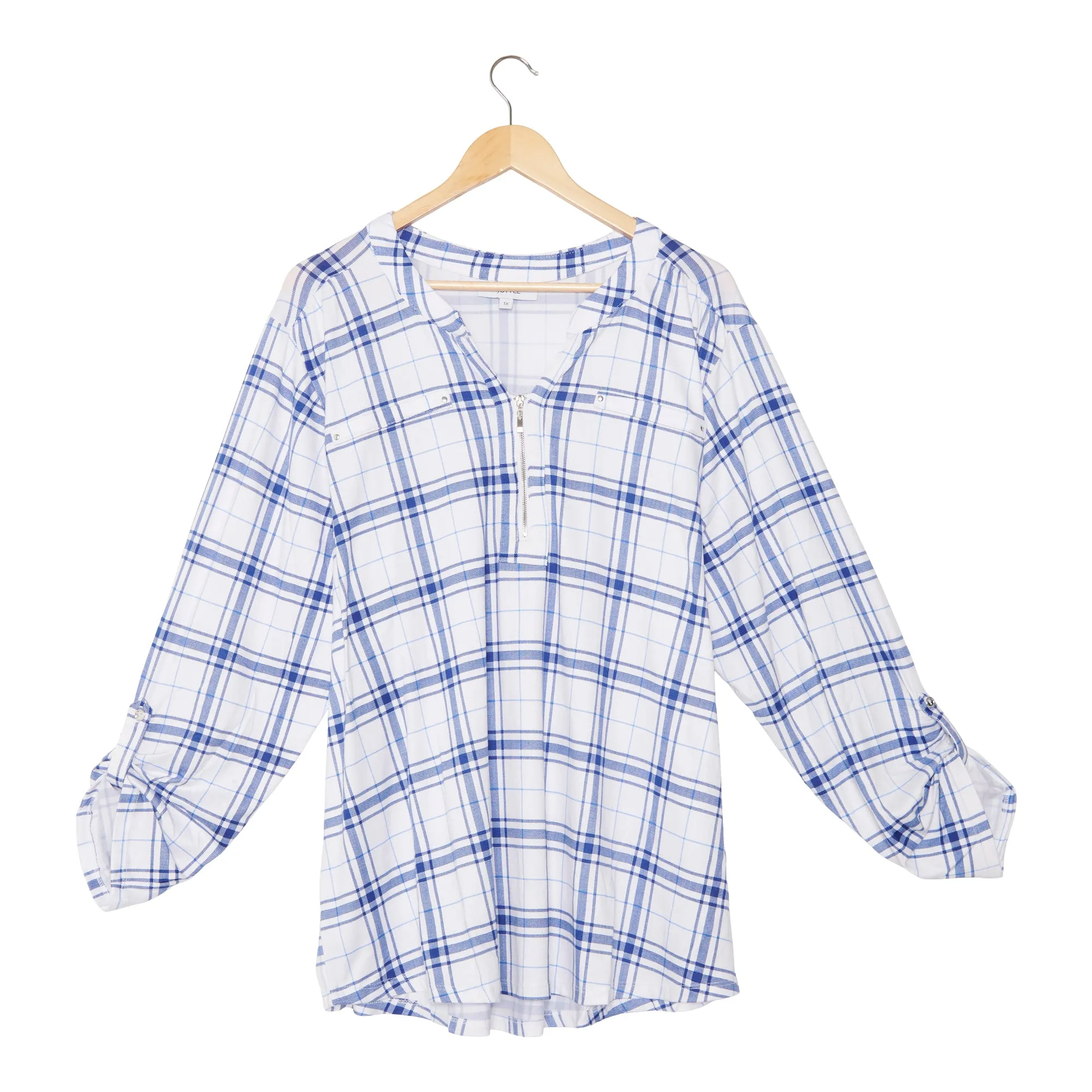 mySTYLE Women's Plus Pretty Casual Plaid Shirt with Zip Detail sold by Giant Tiger