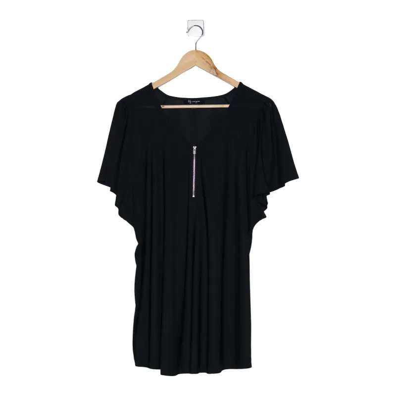 lily morgan Women's Plus Flutter Sleeve Top sold by Giant Tiger