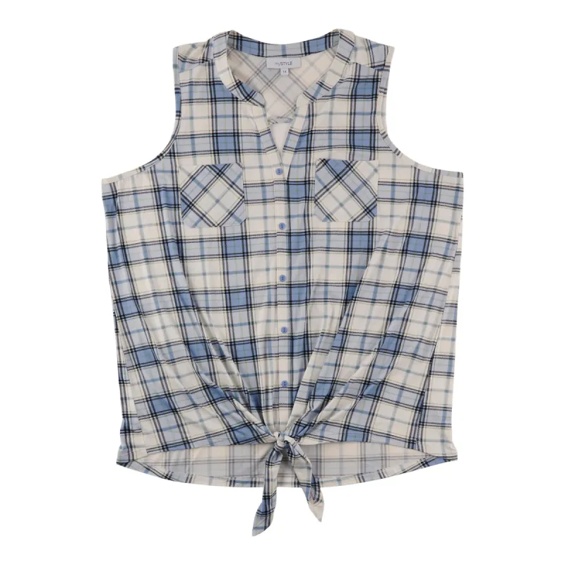 mySTYLE Women's Plus Plaid Tie Front Tank sold by Giant Tiger