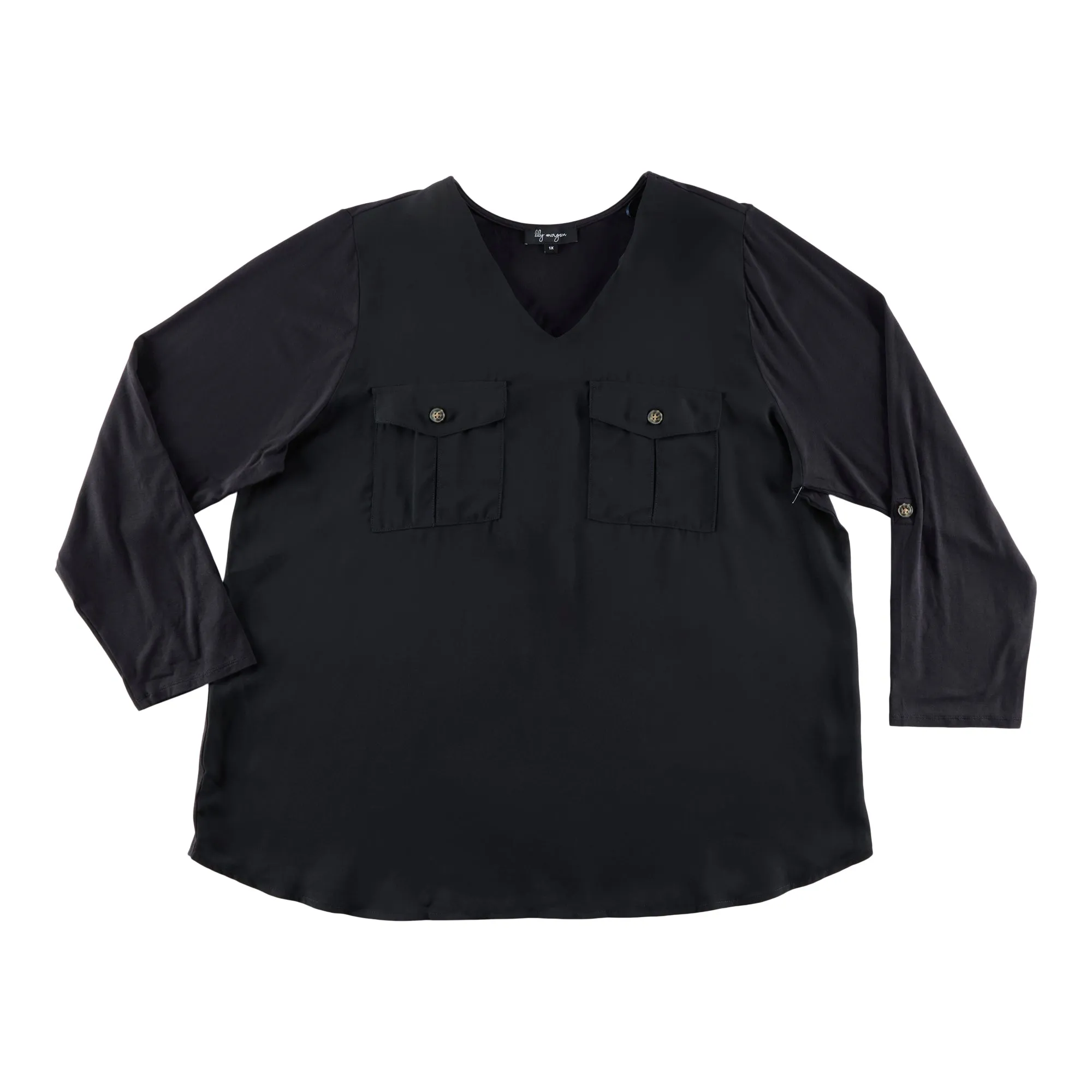 lily morgan Women's Plus V-Neck Spring Flair Blouse sold by Giant Tiger