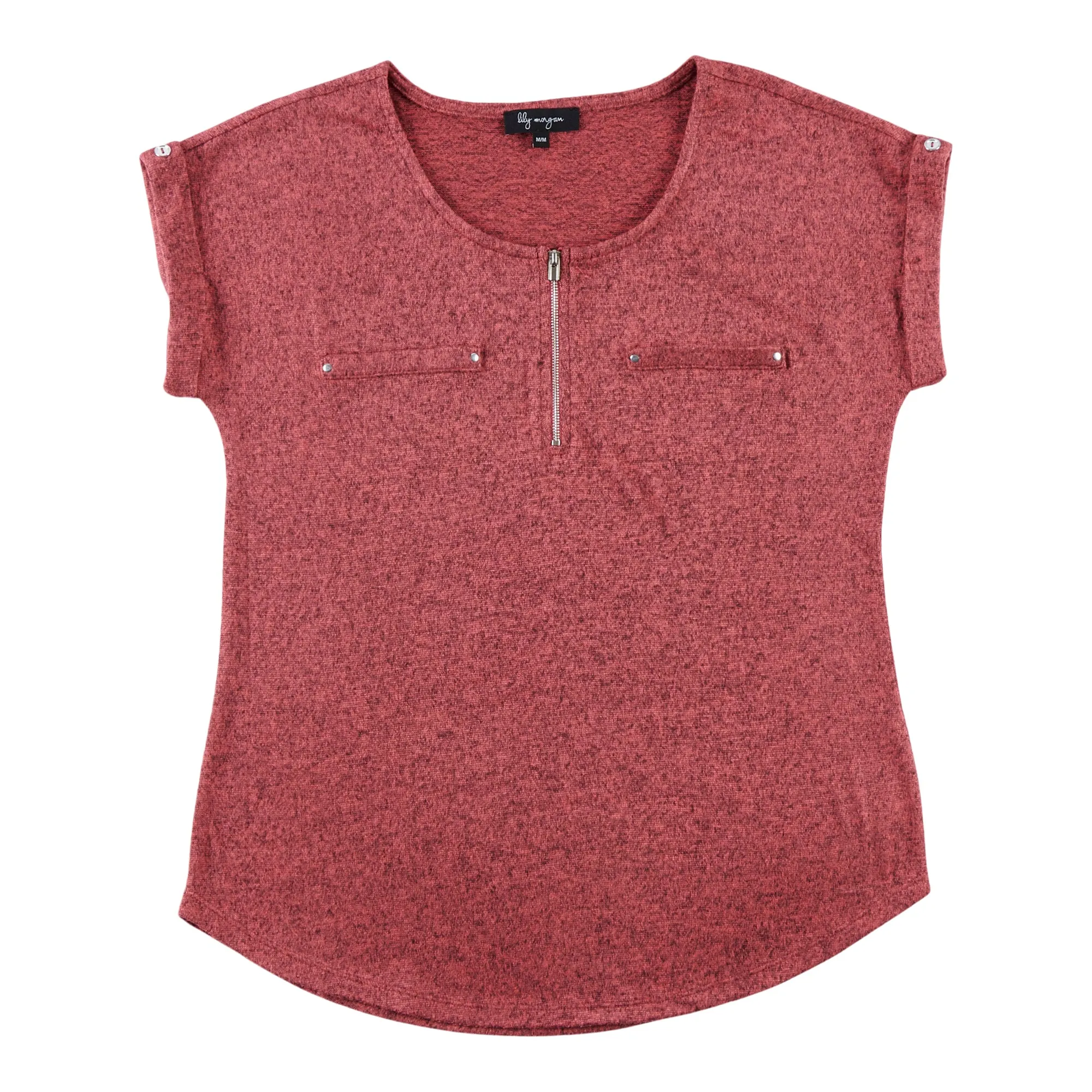 lily morgan Women's Short Sleeve Zip Front Blouse sold by Giant Tiger product image thumbnail 4