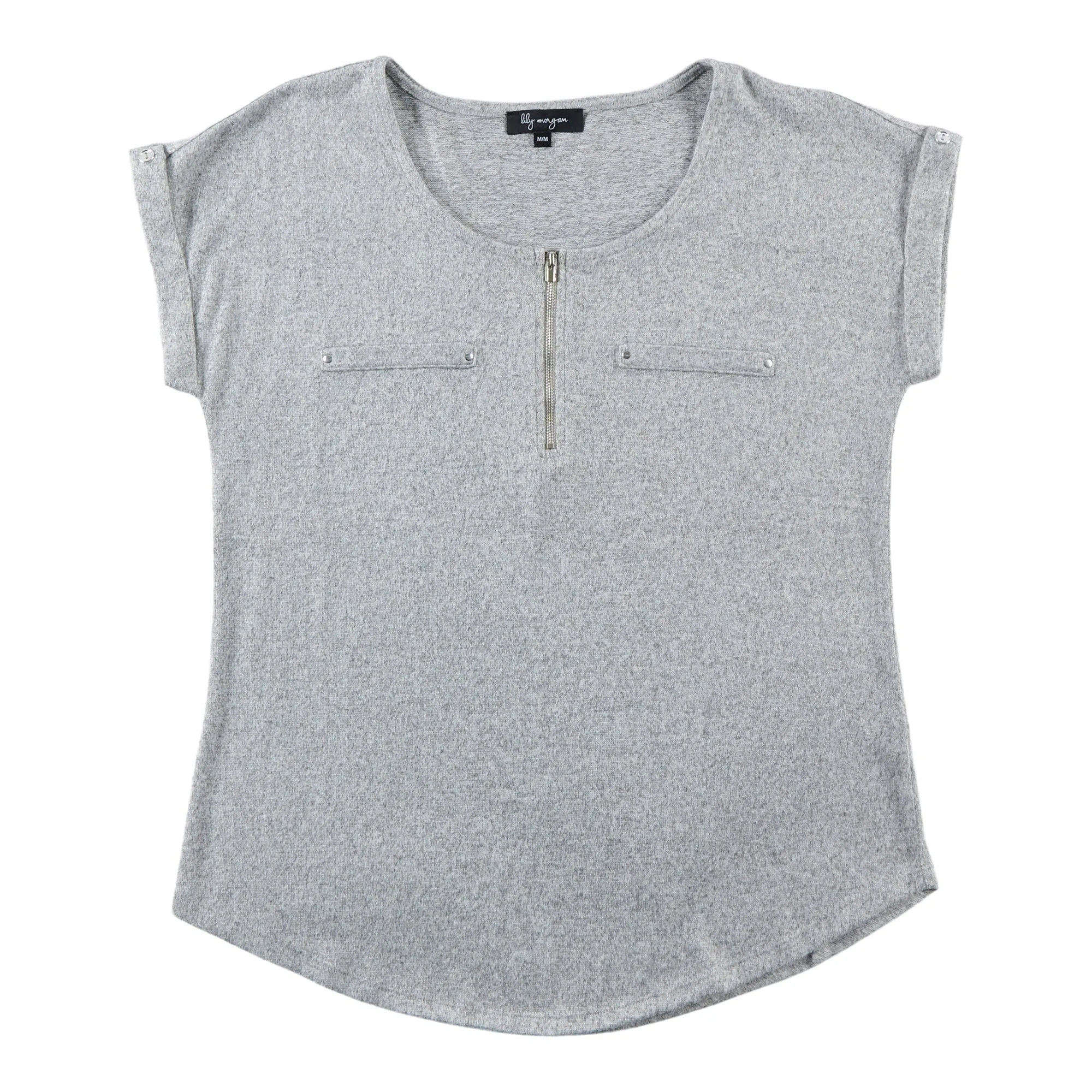 lily morgan Women's Short Sleeve Zip Front Blouse sold by Giant Tiger