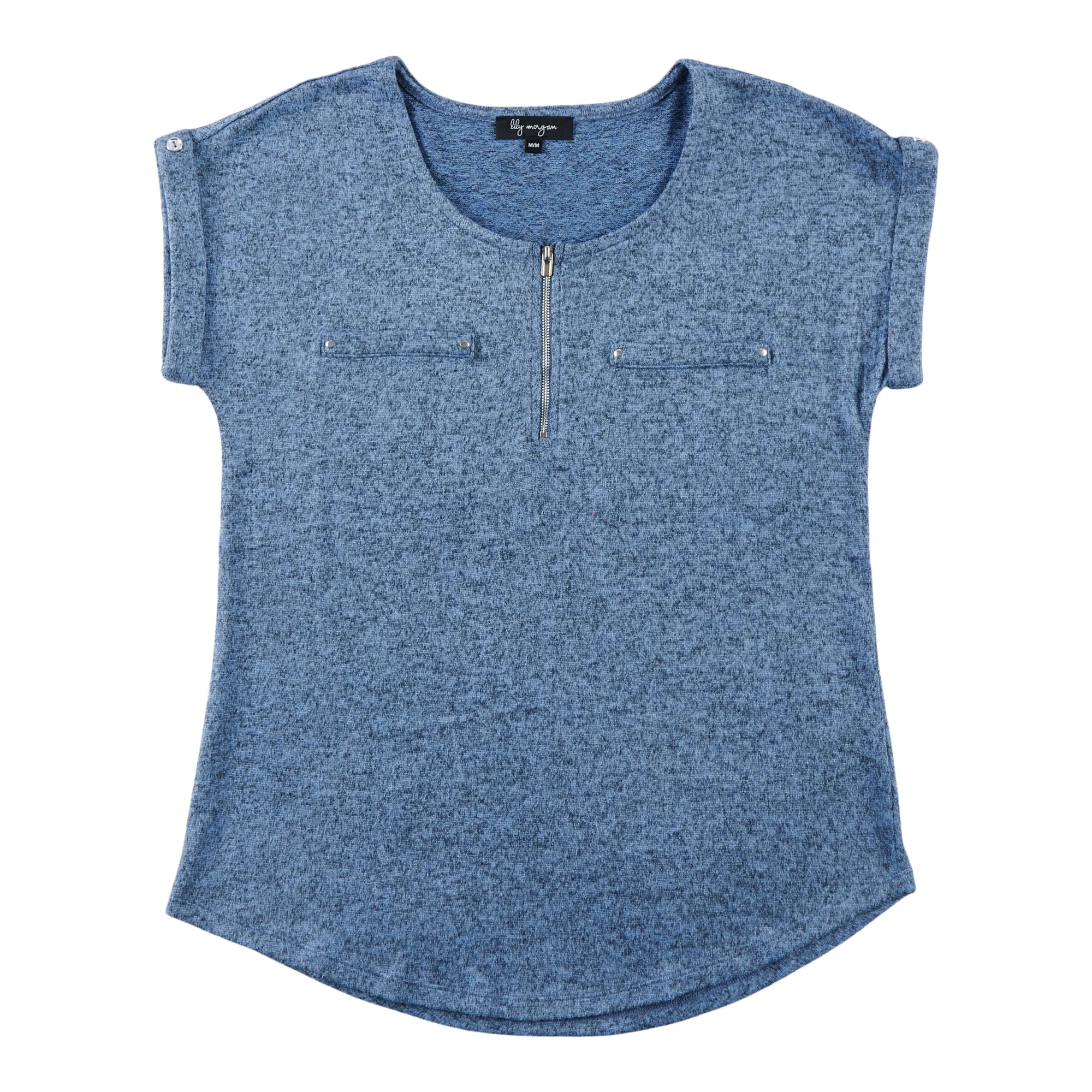 lily morgan Women's Short Sleeve Zip Front Blouse sold by Giant Tiger product image thumbnail 2