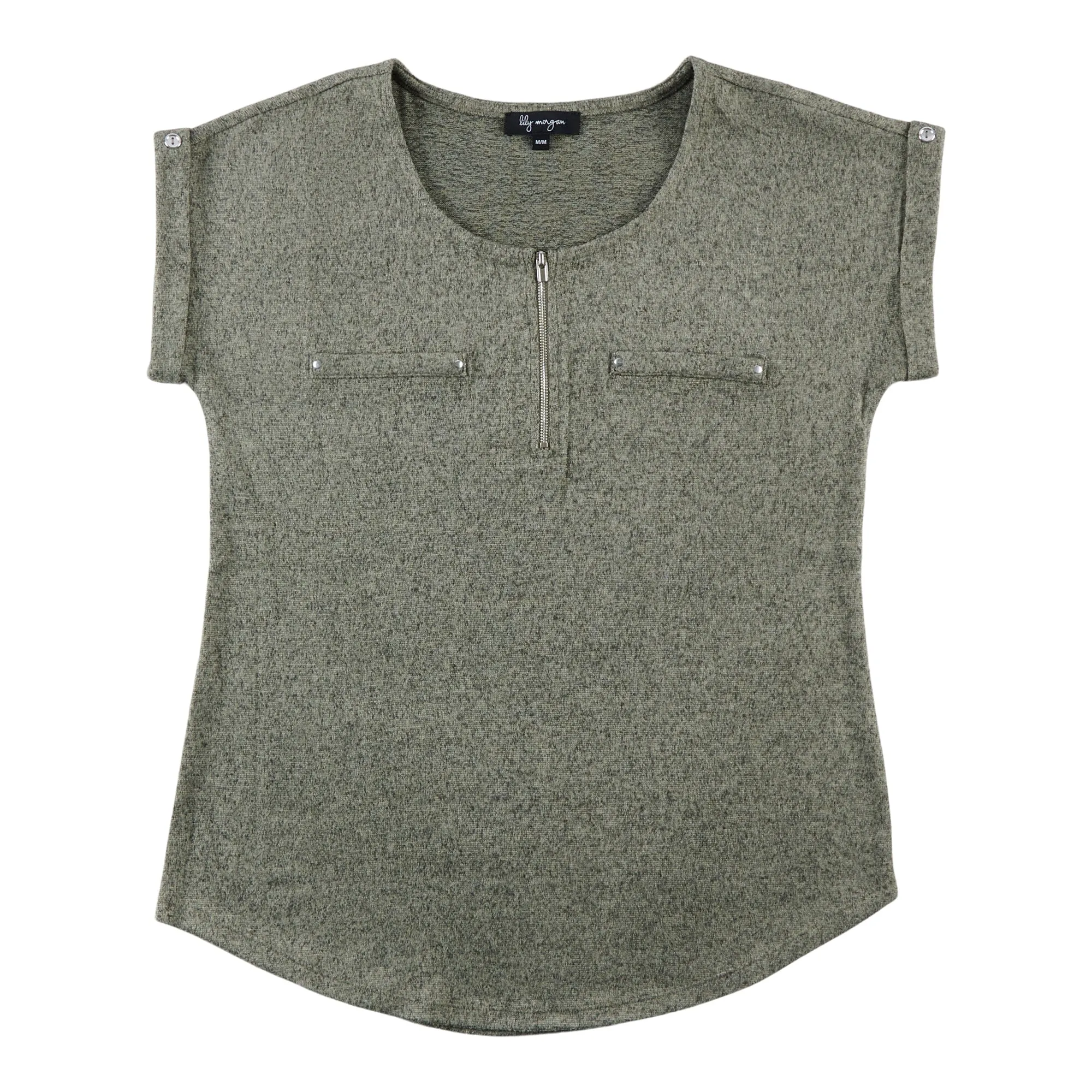 lily morgan Women's Short Sleeve Zip Front Blouse sold by Giant Tiger product image thumbnail 3