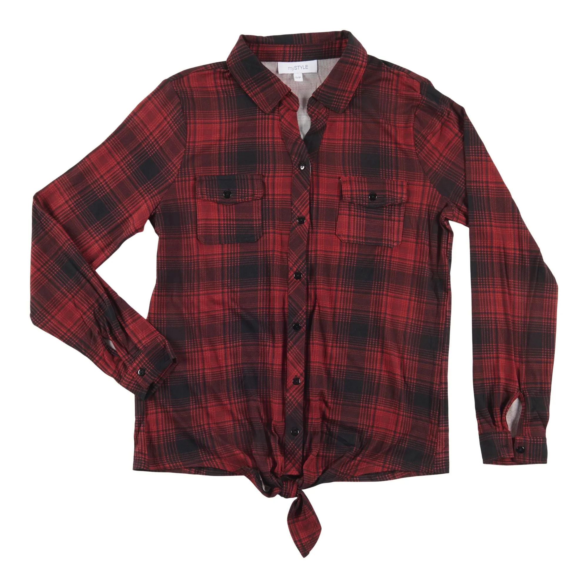 mySTYLE Women's Plus Front Tie Plaid Shirt sold by Giant Tiger product image thumbnail 2