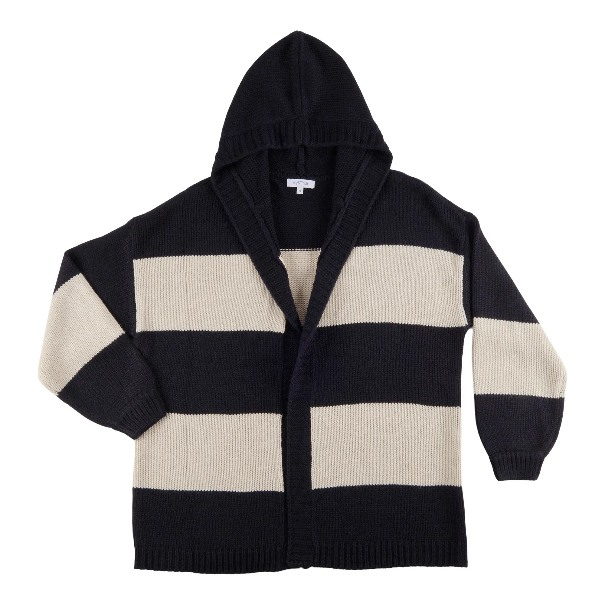 mySTYLE Women's Plus Quest Striped Hoodie Cardigan sold by Giant Tiger