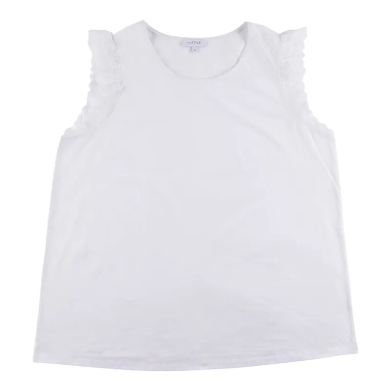 mySTYLE Women's Plus Country Cool Eyelet Flutter Top sold by Giant Tiger