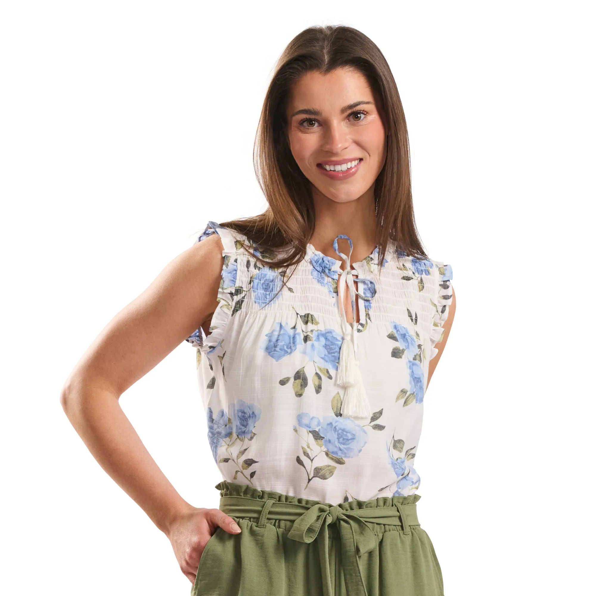 lily morgan Women's Tropical Smocked Front Blouse sold by Giant Tiger product image thumbnail 4