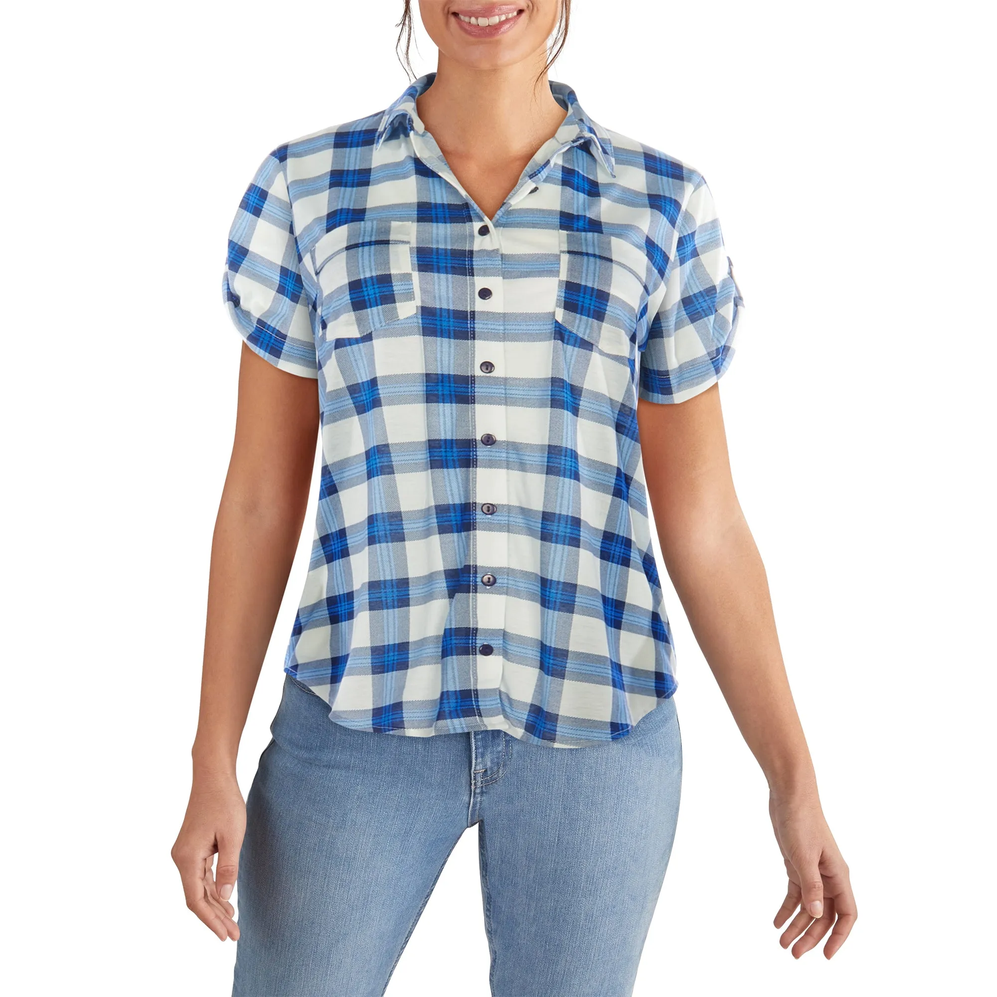 mySTYLE Women's Seasonal Plaid Cap Sleeve Shirt sold by Giant Tiger product image thumbnail 3