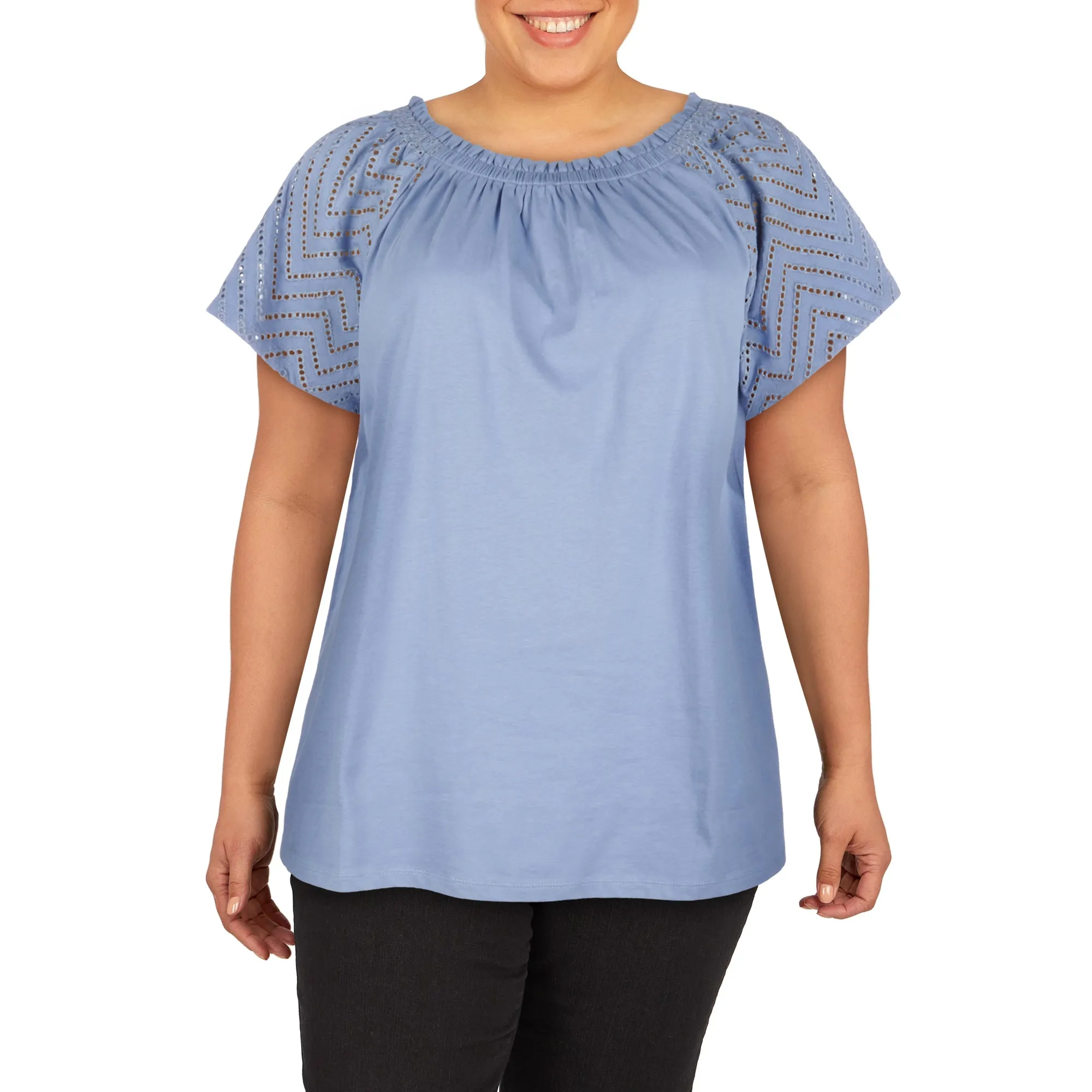 mySTYLE Women's Plus Festival Eyelet Sleeve Top sold by Giant Tiger product image thumbnail 3