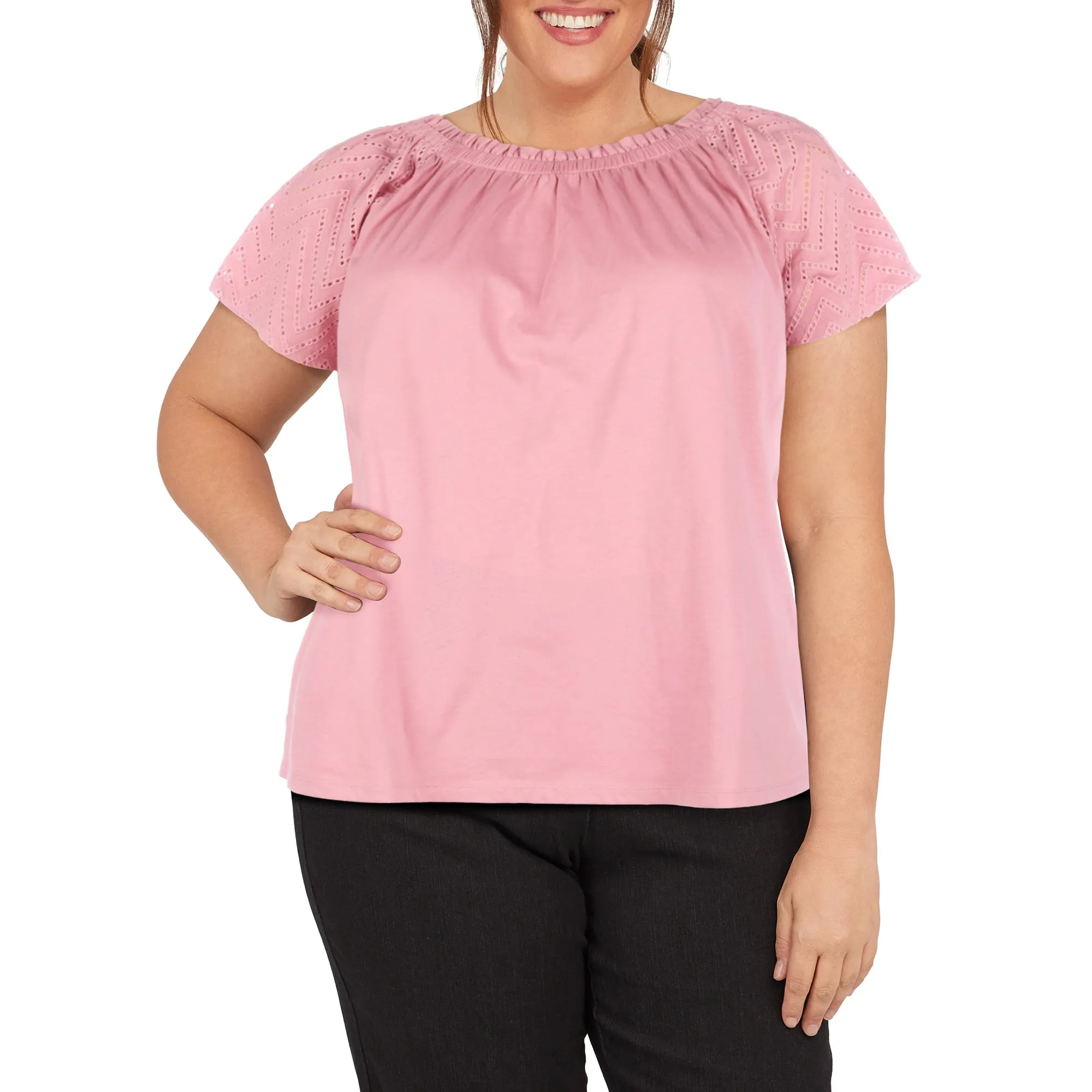 mySTYLE Women's Plus Festival Eyelet Sleeve Top sold by Giant Tiger product image thumbnail 5