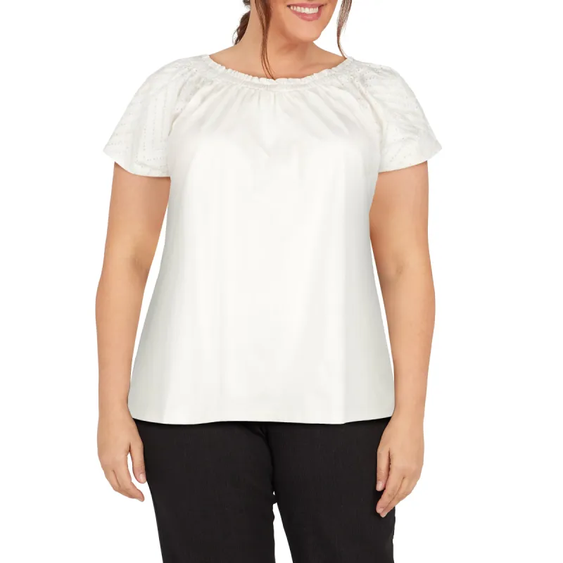mySTYLE Women's Plus Festival Eyelet Sleeve Top sold by Giant Tiger