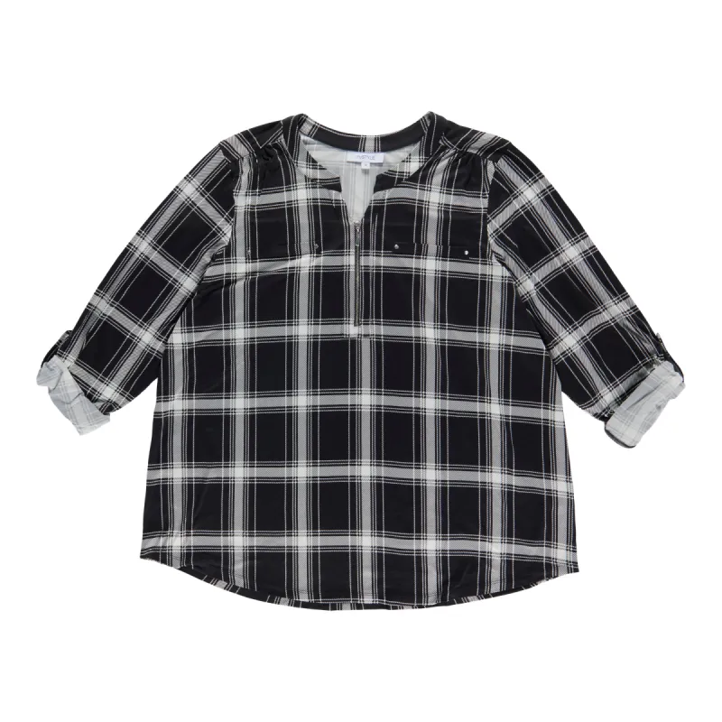mySTYLE Women's Plus Plaid Shirt with Zip Detail sold by Giant Tiger