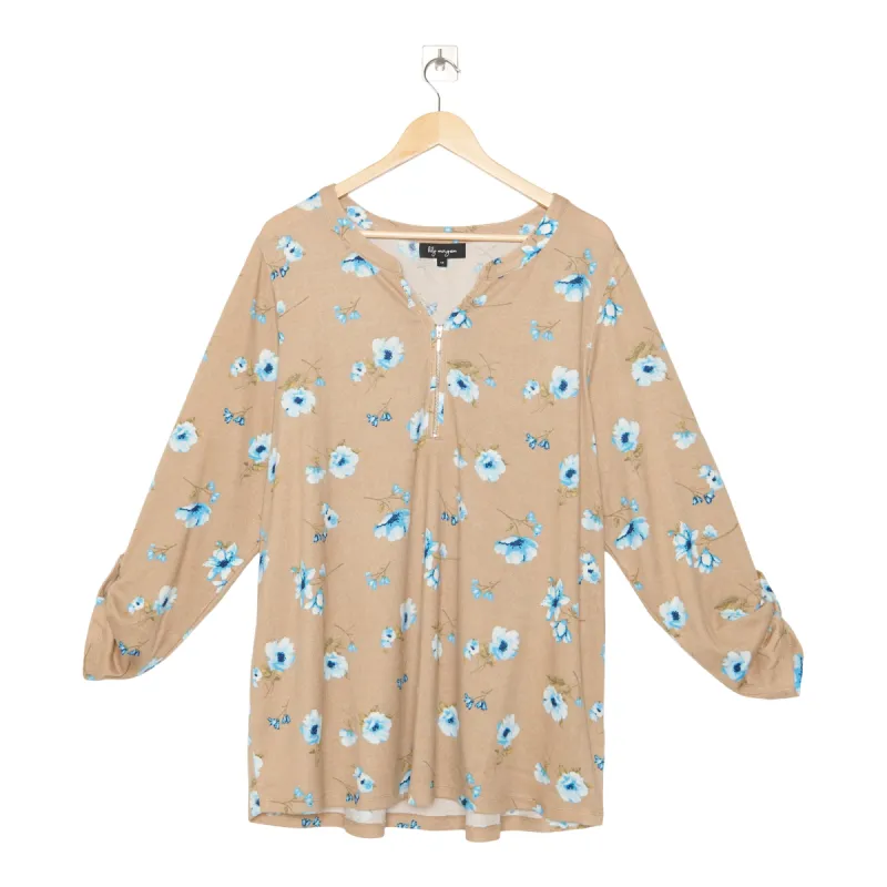 lily morgan Women's Plus Urban Chic Printed Long Roll-Up Sleeve Top sold by Giant Tiger