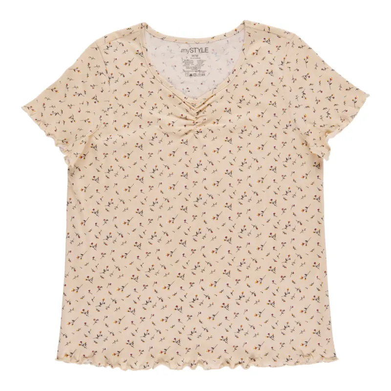 mySTYLES Floral Women's T-Shirt with Front Ruched Detail sold by Giant Tiger