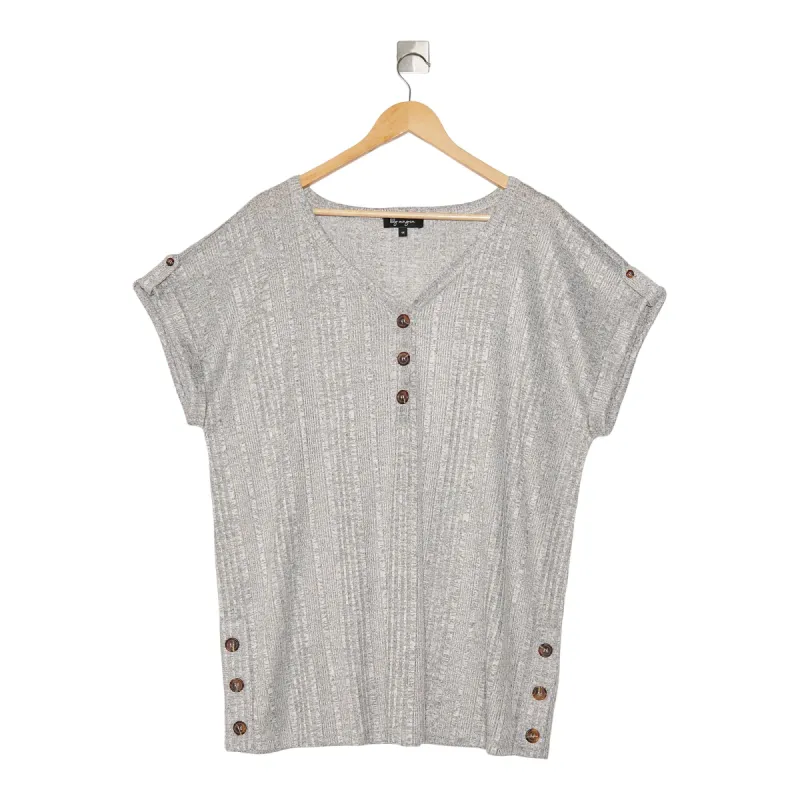 lily morgan Women's Plus Button Trim Snit Top sold by Giant Tiger