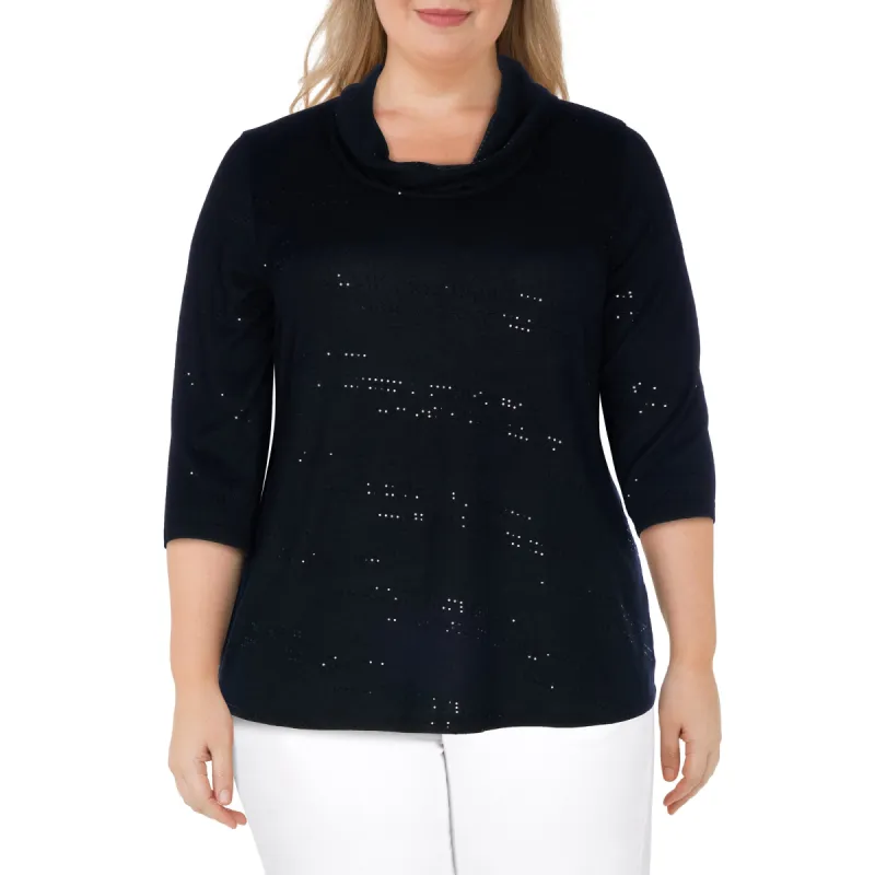 lily morgan Women's Plus Cowl Neck Flare Top sold by Giant Tiger