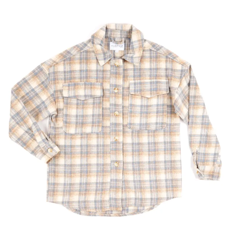 mySTYLE Women's Plus Harvest Plaid Shacket with Chest Pockets sold by Giant Tiger