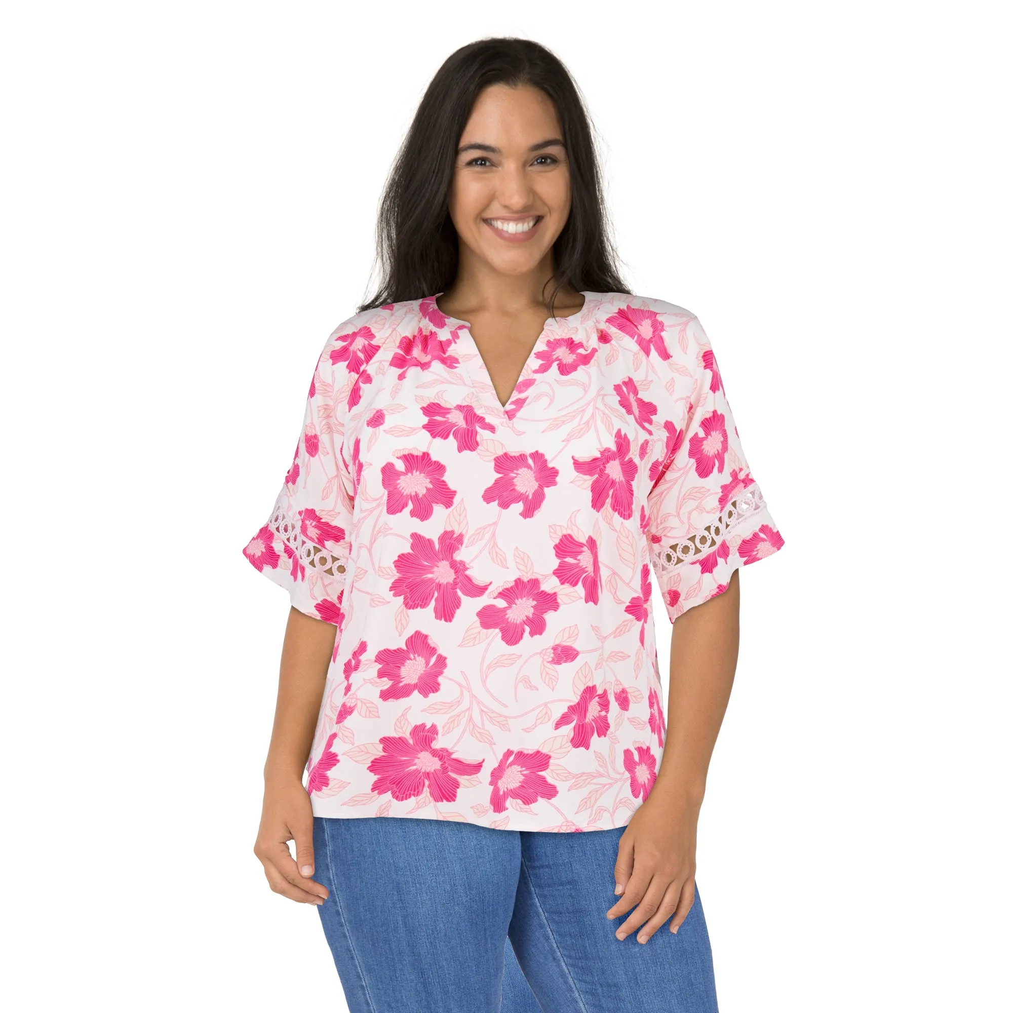 Women's Plus Raglan Flutter Sleeve Blouse sold by Giant Tiger