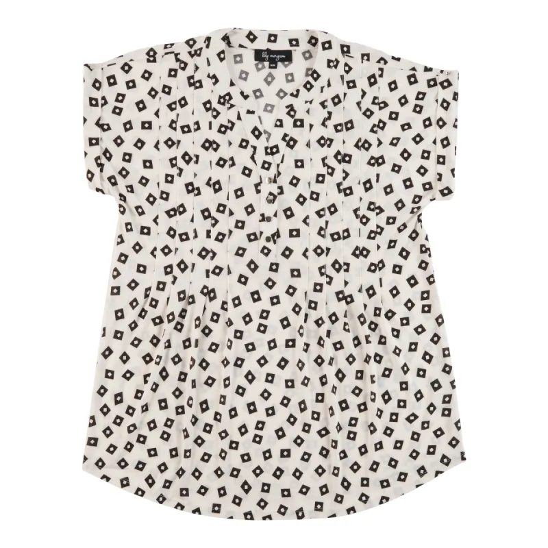 lily morgan Women's Trend Edit Short Sleeve Pleated Printed Top sold by Giant Tiger
