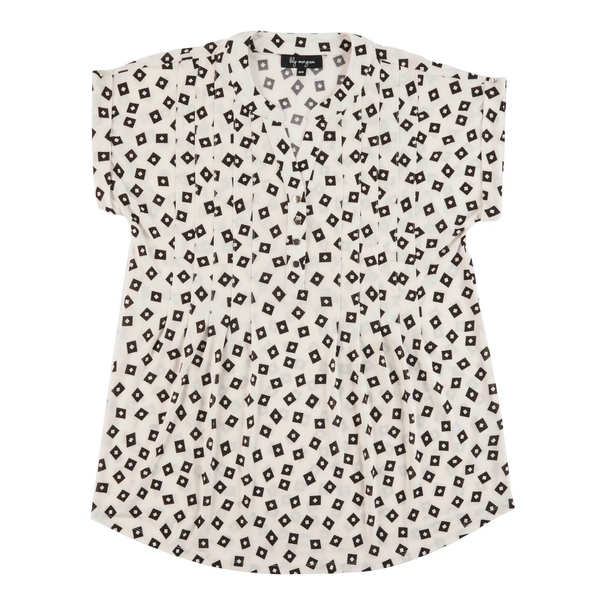 lily morgan Women's Trend Edit Short Sleeve Pleated Printed Top sold by Giant Tiger