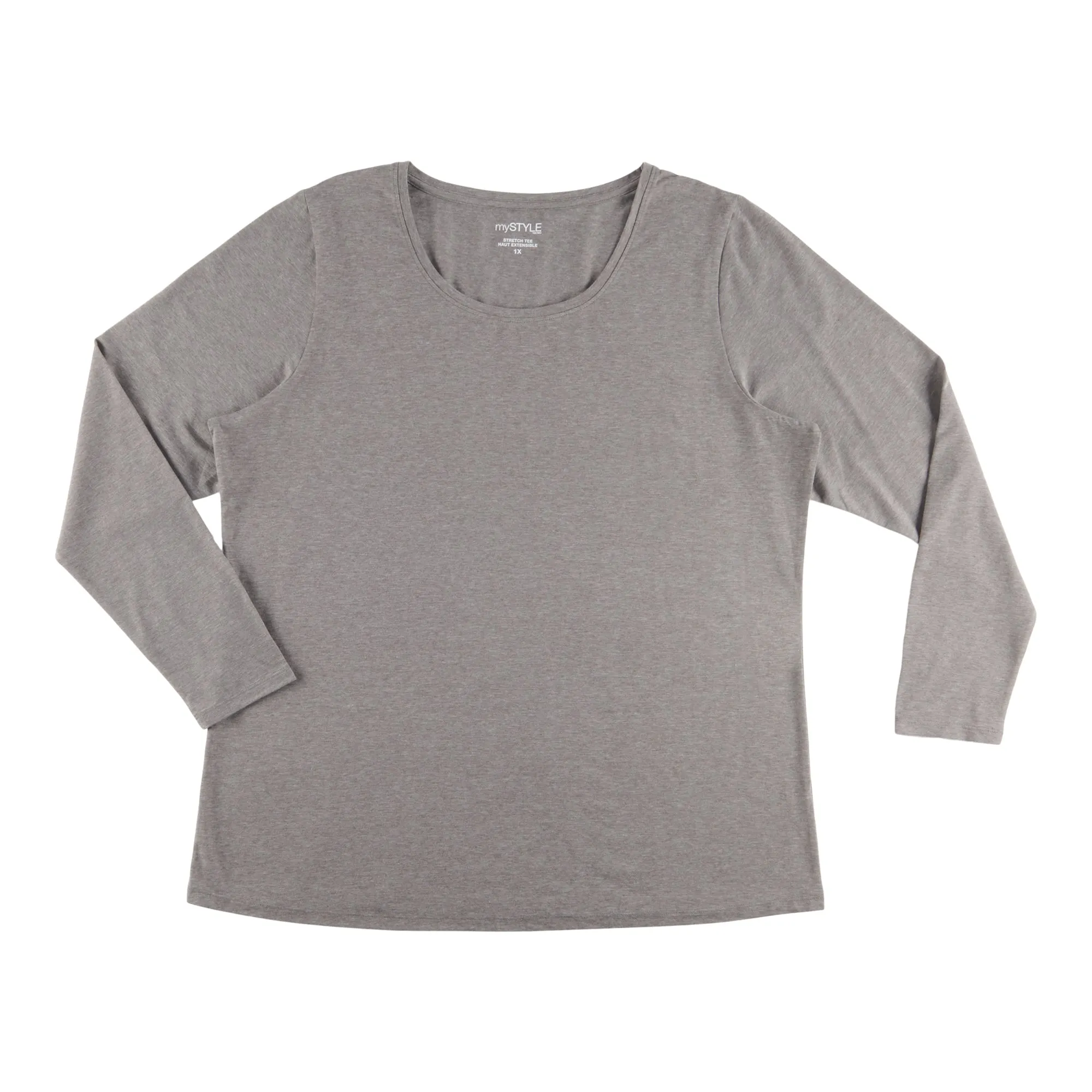 mySTYLE Women's Plus Seasonal Neutral Long Sleeve Scoop Neck Stretch Tee sold by Giant Tiger