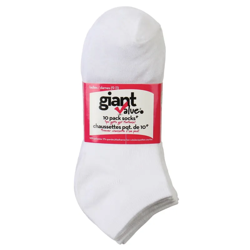 Giant Value Women's White Ankle Socks 10pk. - 9-11 made by Giant Tiger