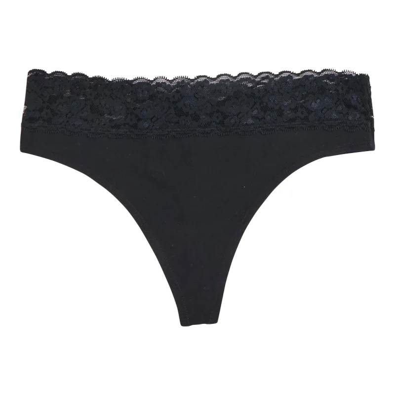 Carisma Women's Cotton Lace Thong, Black sold by Giant Tiger