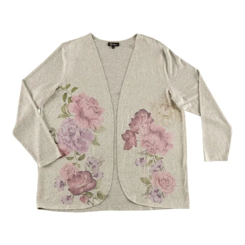 lily morgan Women's Plus Printed Open V-Neck Cardigan sold by Giant Tiger