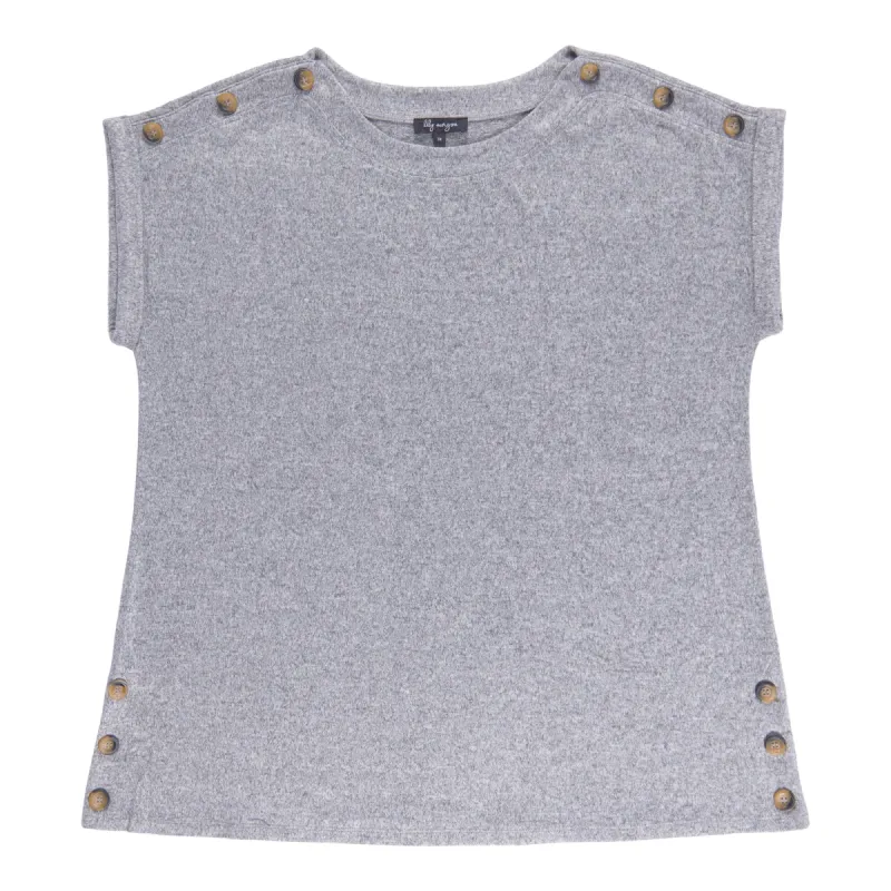 mySTYLE Women's Plus Crew Neck Shirt with Button Details sold by Giant Tiger